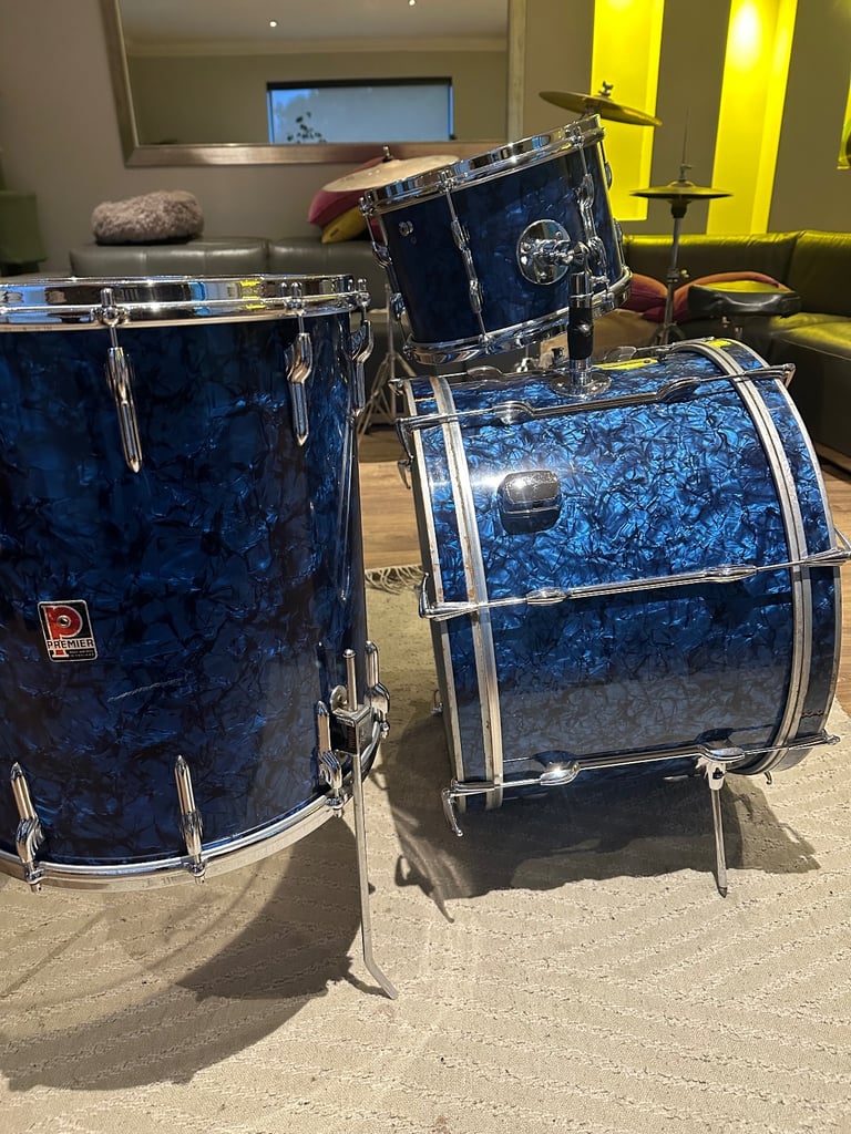 1960s Premier Blue Pearl Drums Various Sizes 