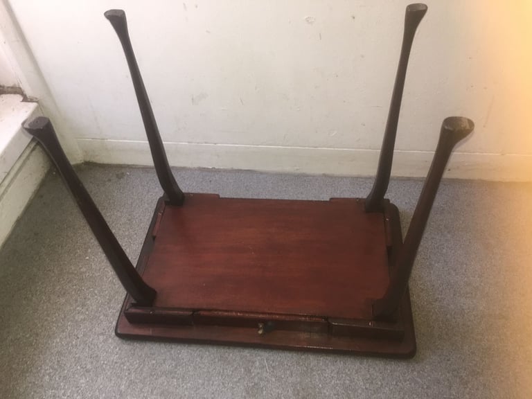 Antique Early Victorian Hardwood Small Side Occasional Table Hardwood Hallway Table with Drawer VGC
