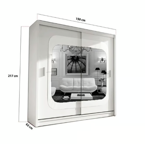 Brand New - Chelsea Mirror Sliding Door Wardrobe - White- SAME/NEXT DAY DELIVERY