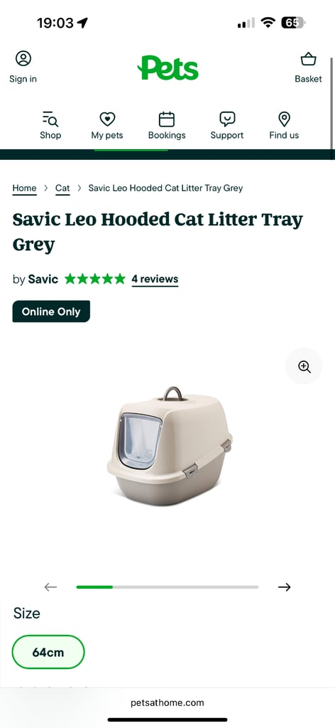 image for Savic leo hooded cat litter tray grey (petsathome)