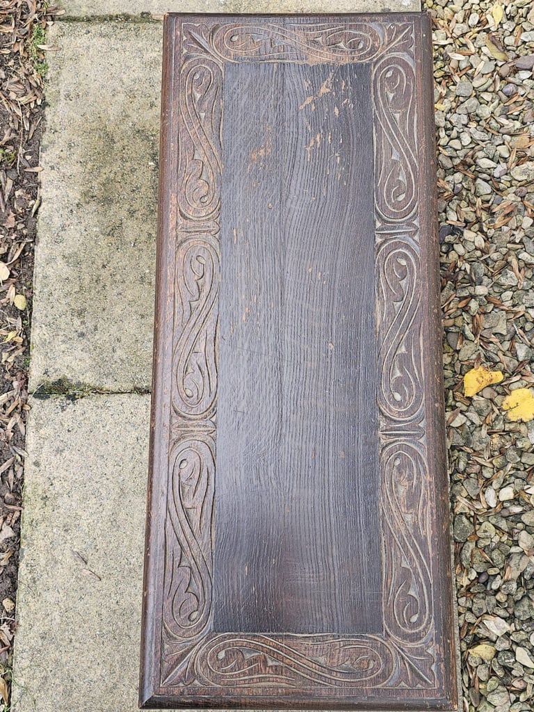 Antique oak joint stool with storage 