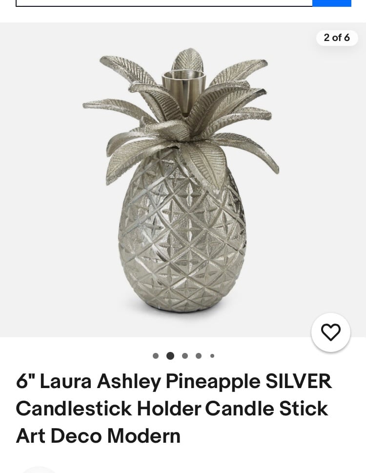 image for Laura Ashley Pewter Pineapple Candle Holders