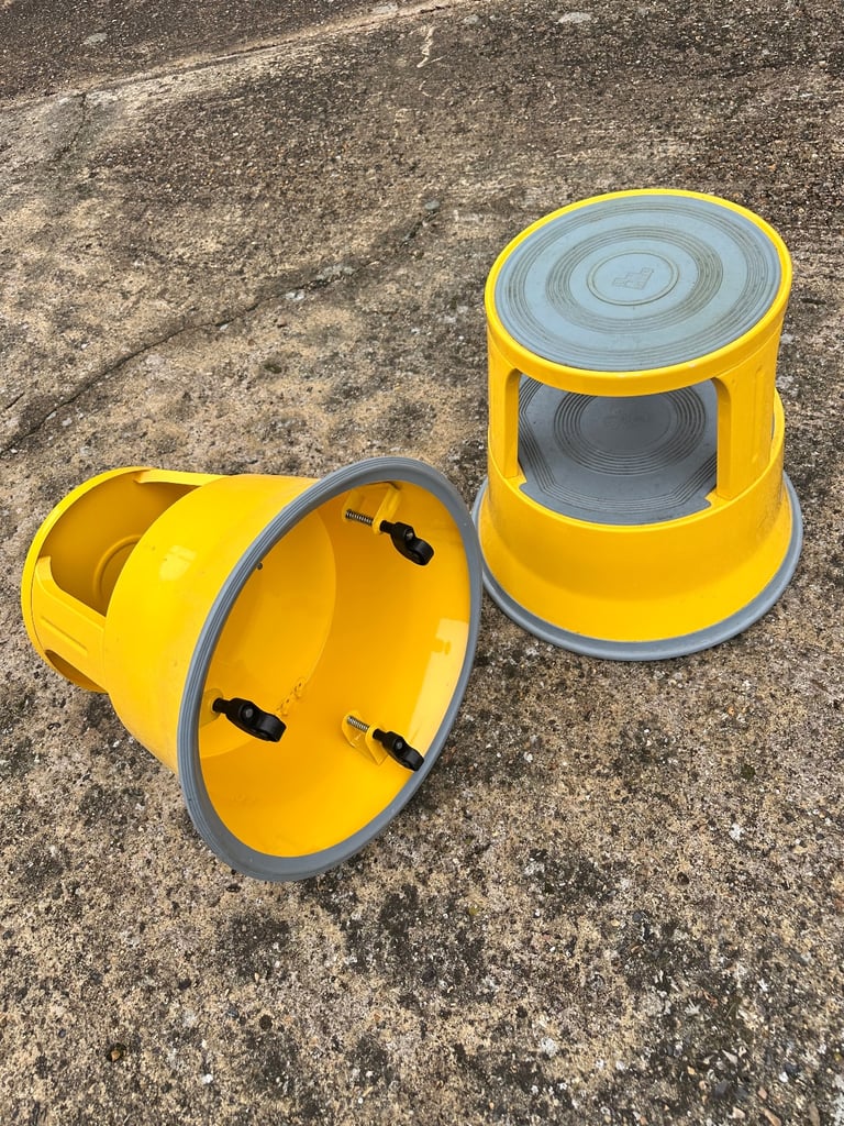 Steel Kick Step - Yellow. Shop, home , studio, pub, restaurant steps on wheels.