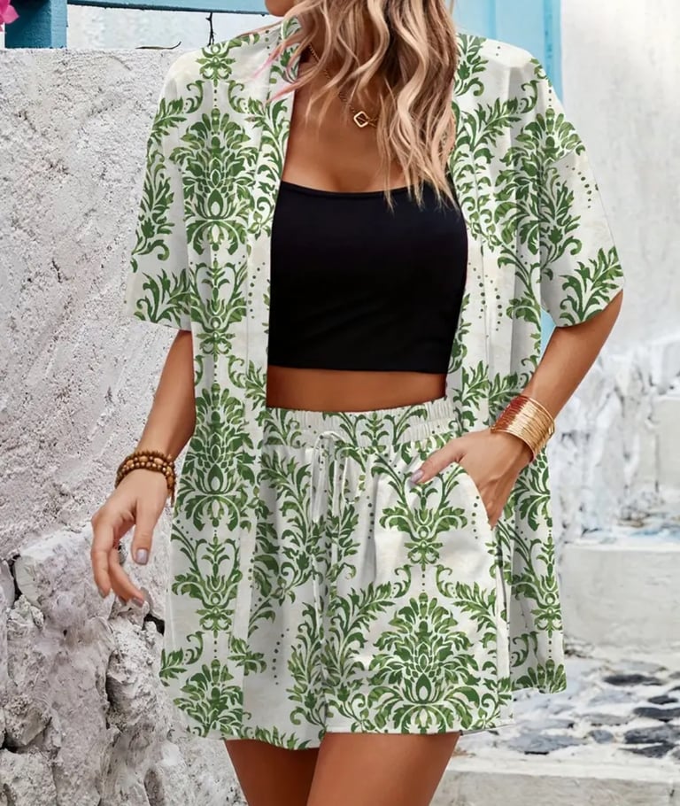 image for Lovely summer 2 pieces set for woman with pockets 