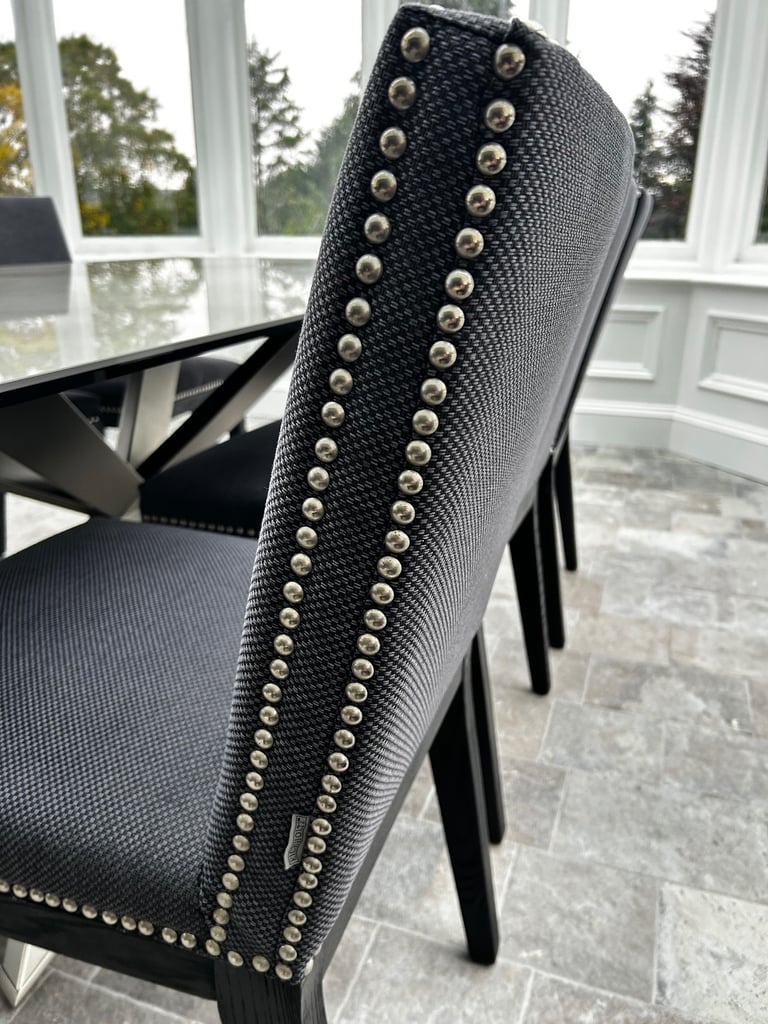 Grey & Black Studded Dining Chairs 