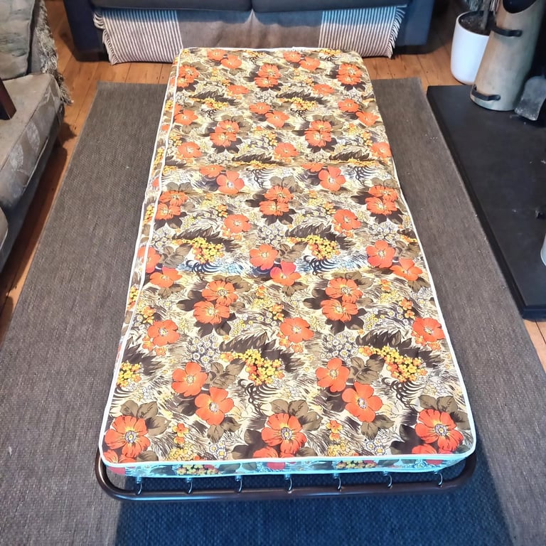 image for 1970s Folding/Camp Bed - Stunning floral pattern design