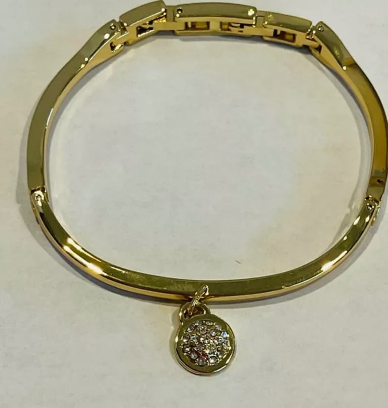 image for Anne Klein gold bangle with Swarovski charm
