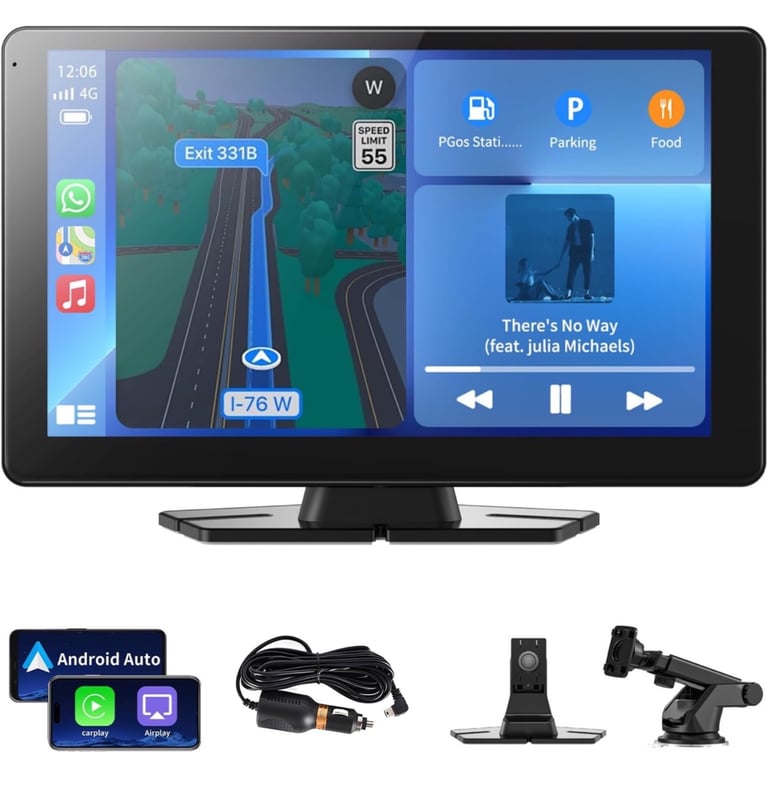 7" Touchscreen Wireless IOS CarPlay Android Auto Portable Screen Car Stereo Dashcam GPS Bluetooth