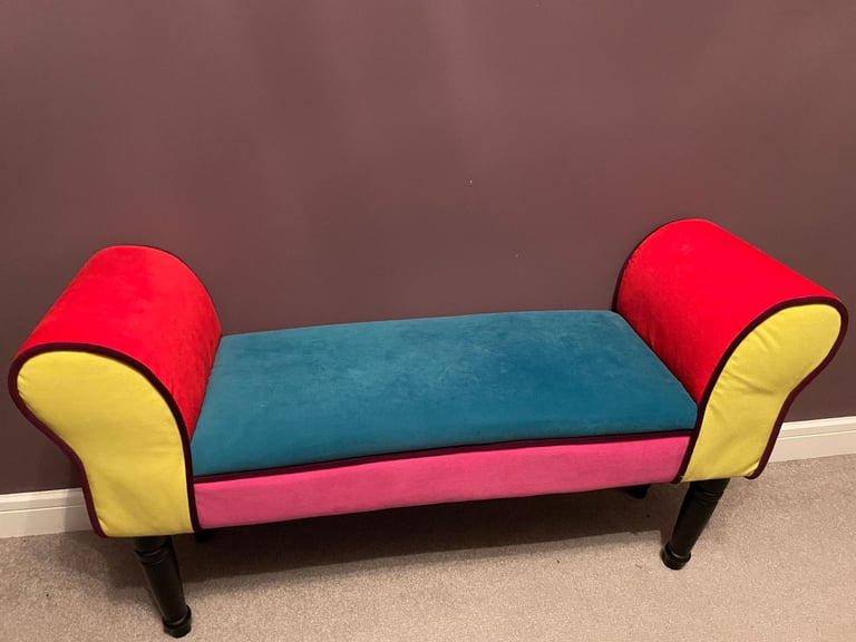 Fun, multi-coloured bedroom foot-stool