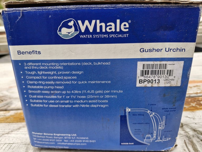 Used Whale Gusher Urchin Bilge Pump 43LPM BP9013 