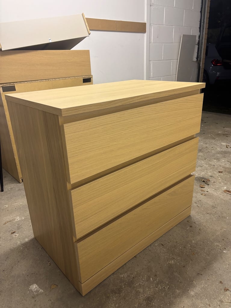image for IKEA MALM white stained oak drawers