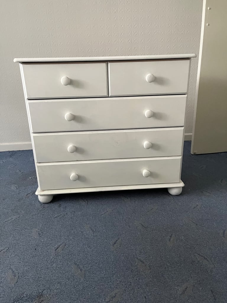 White painted pine chest of drawers