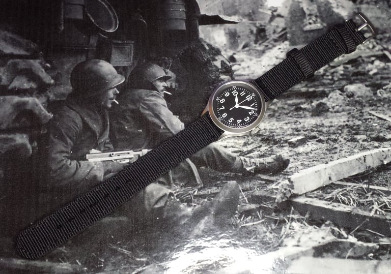 image for A  'World War 2 - A11' Style Homage Quartz Watch With Sweeping Seconds Hand.