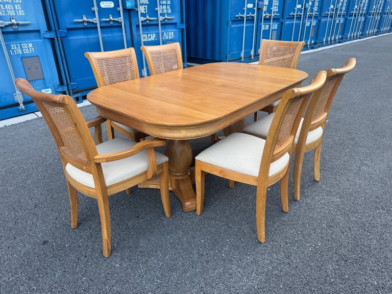 image for Wills & Gambier Extendable Dining Table with 6 Chairs Solid Wood, Elegant Design Possible Delivery 