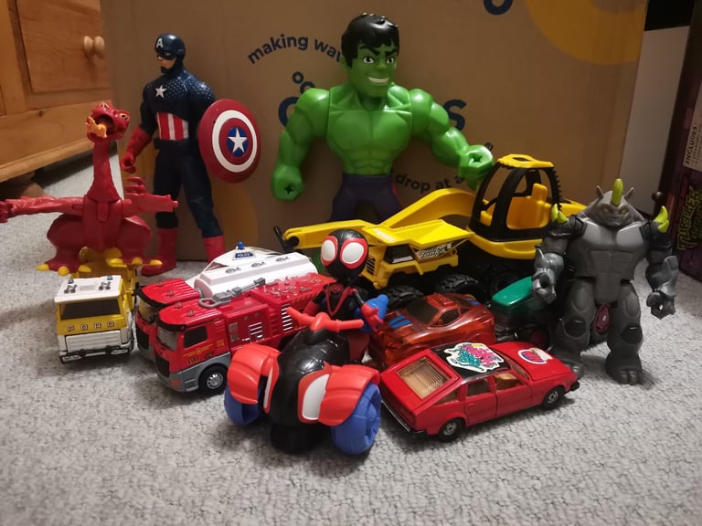 image for Hulk, spidey, cars and other toys