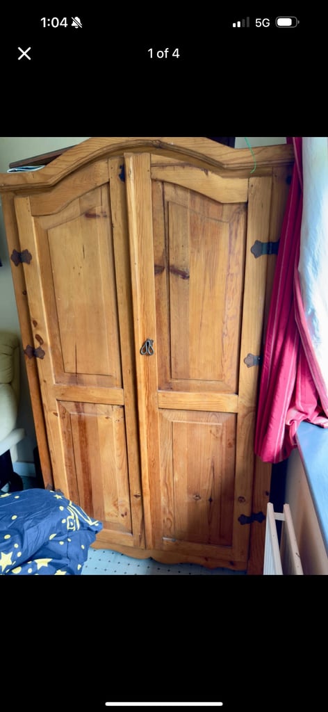 image for Solid pine wood double wardrobe