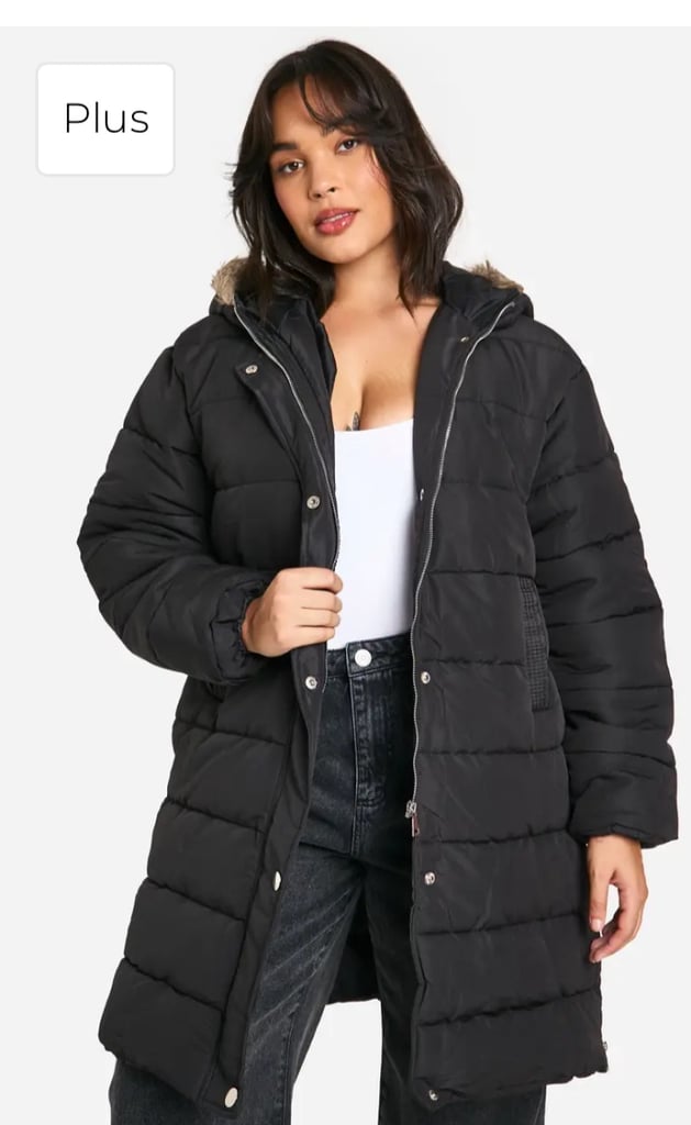 Boohoo Plus Faux Fur Trim Longline size 16 Puffer Jacket Airdrie £10