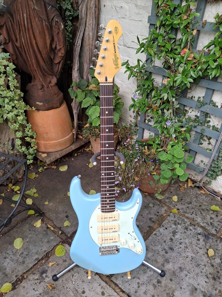 JHS Vintage Advance AV6 Laguna Blue Electric Guitar. New/old stock. Unplayed.