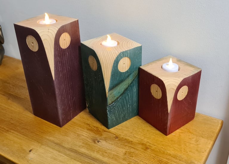 Wooden tea light owls