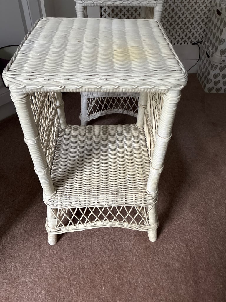 Two rattan bedside tables