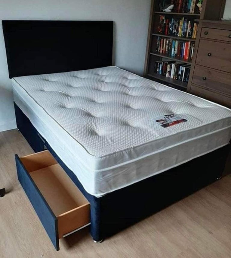 image for Luxury Divan Bed Set – 4ft6 Double & 5ft King – Mattress + Headboard – SALE 20% OFF