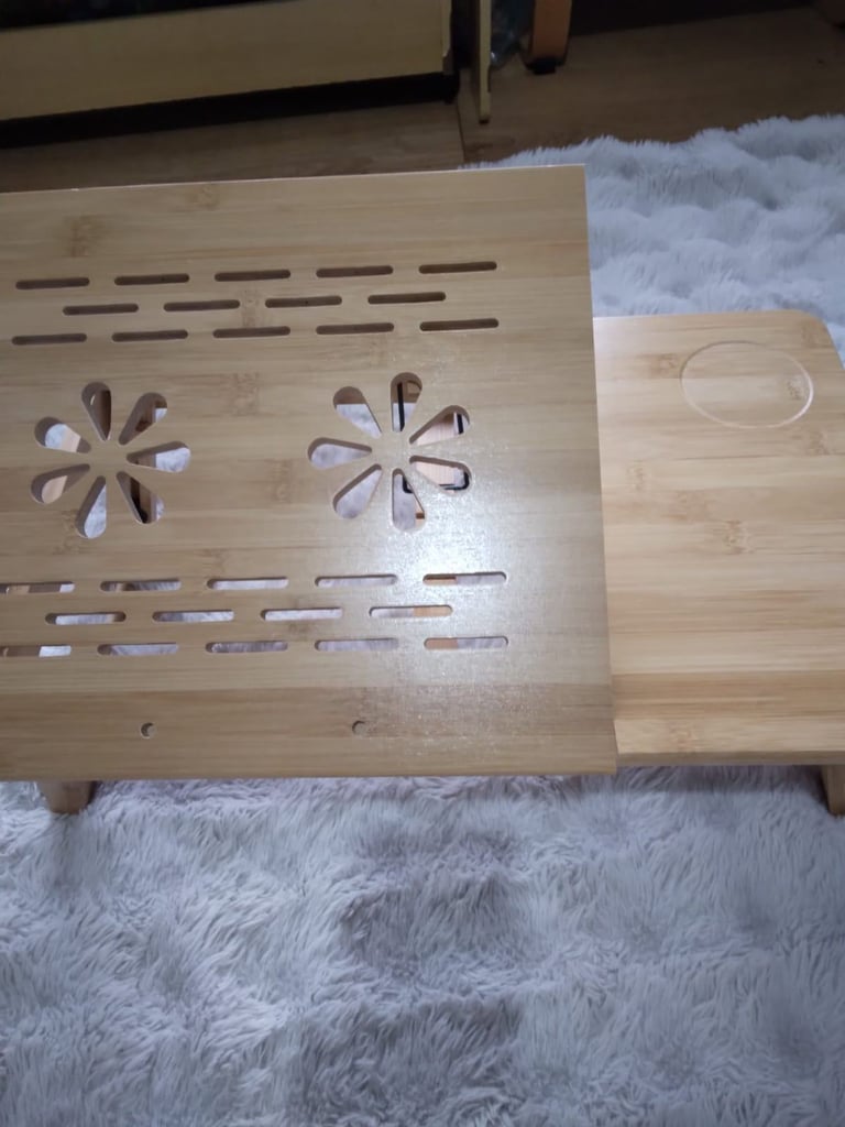 Bamboo Lapdesk Foldable Laptop Stand Bed Table Serving Breakfast Adjustable Tray