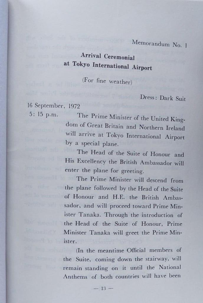 Political Memorabilia - Programme of PM Official Visit to Japan 1972