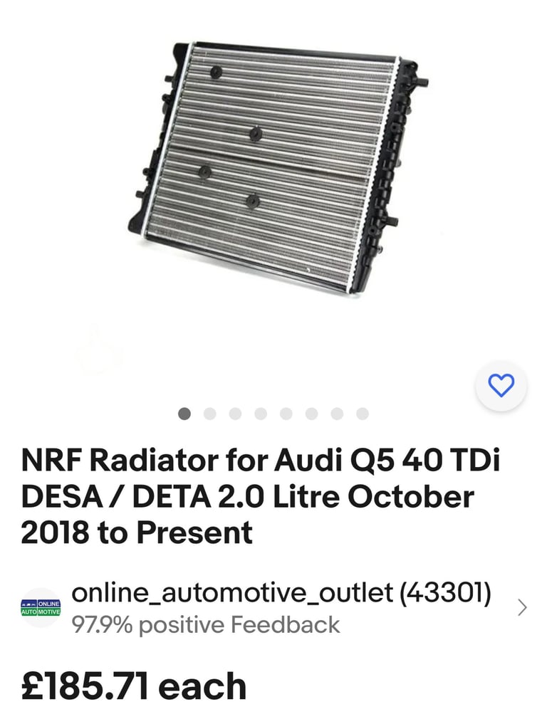 Audi Q5 2018 upwards brand new radiator 