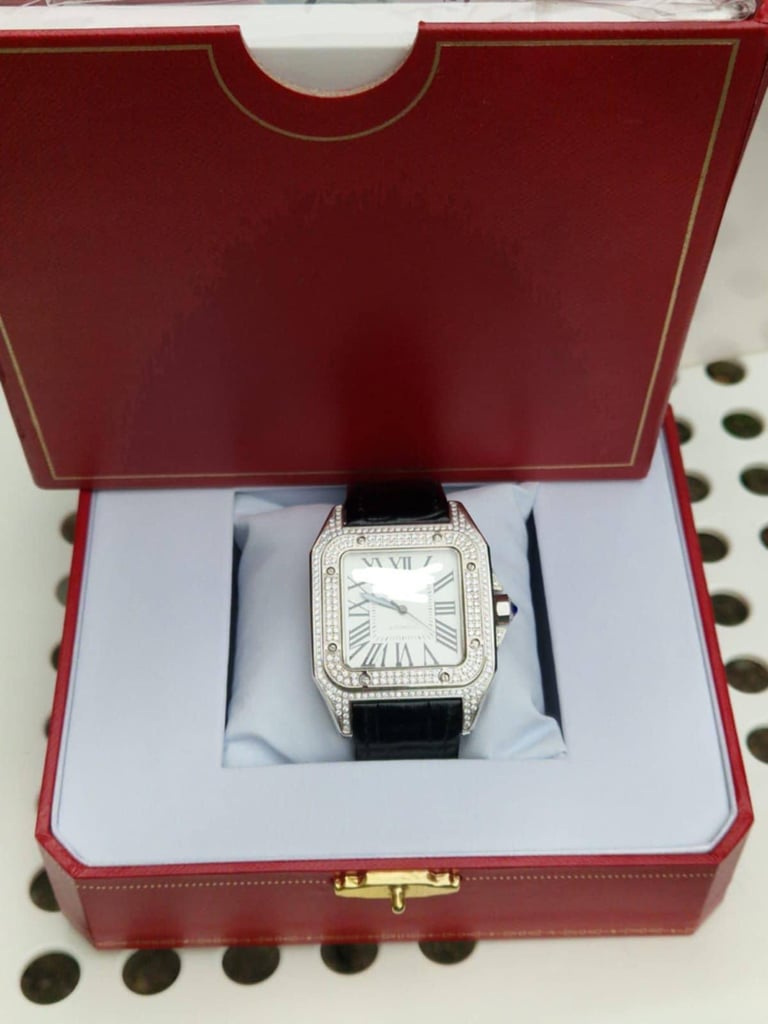 Men cartier watch super lux iced santos