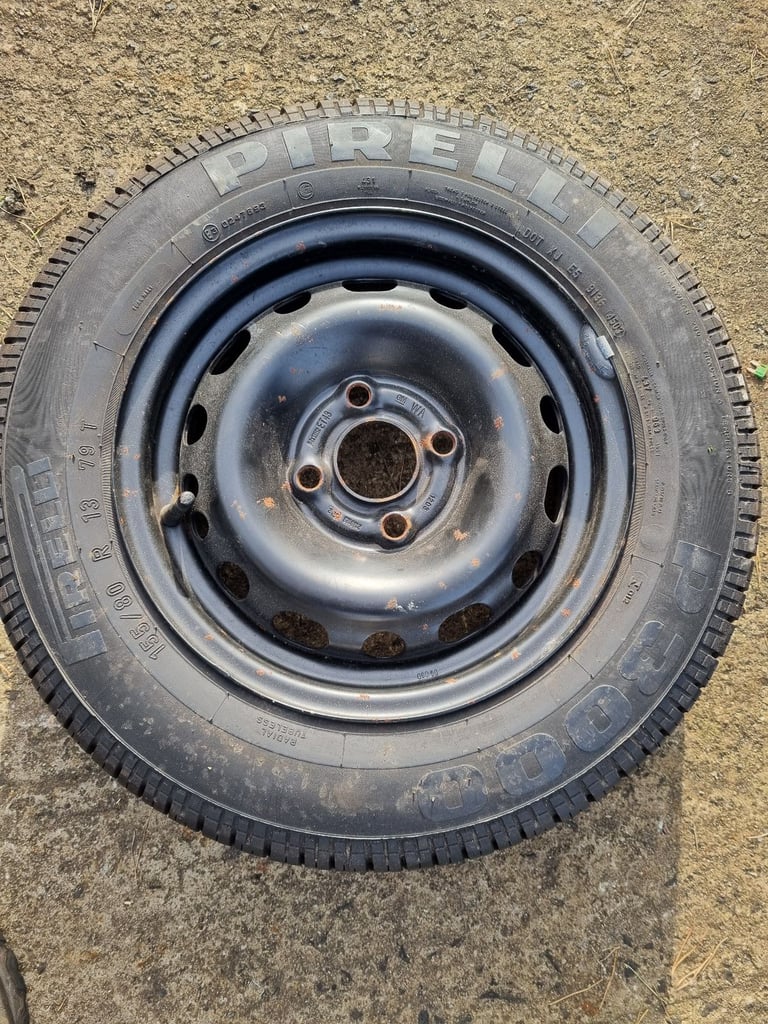 155 80 13 pirelli tyre on vauxhall steel rim as new