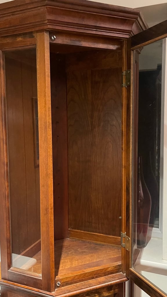 Vintage solid wood corner display cabinet