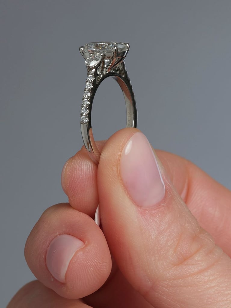 2ct Elongated Cushion & Pear Trilogy Lab Grown Diamond Engagement Ring