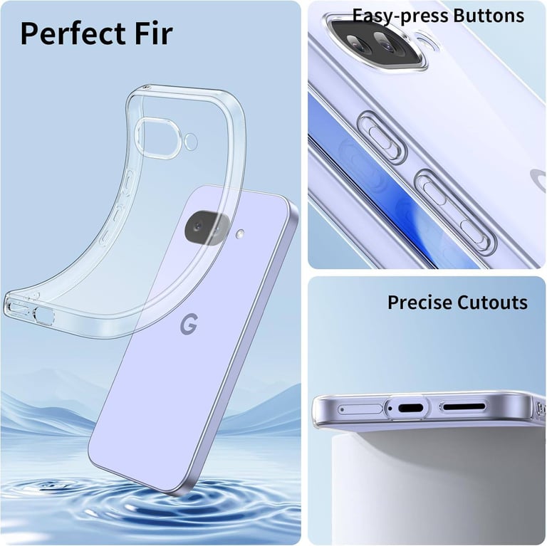 Clear Case for Google Pixel 9a Case with 3 Tempered Glass Screen Protector