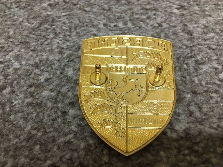 Porsche Gold Lid Emblem Bonnet Badge