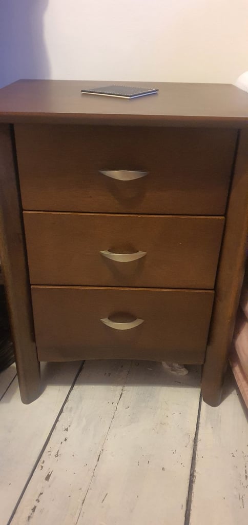 Dark solid wood mahogany bedside cabinets x 2, £60 each  