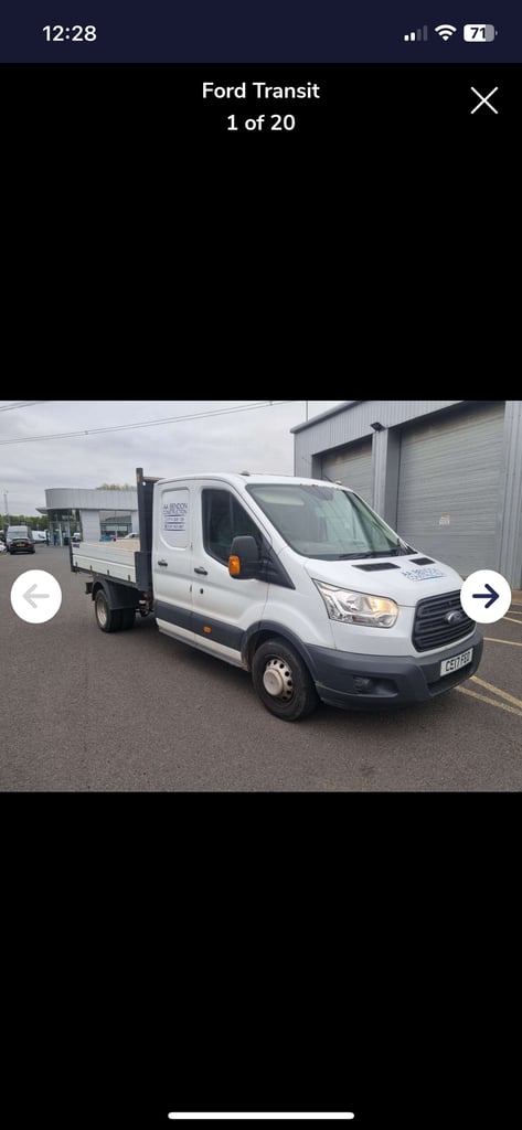 2017 Ford Transit 2.2 TDCi 125ps Double Cab Tipper CHASSIS CAB Diesel Manual