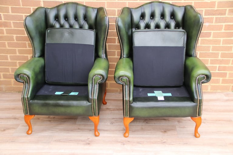Saxon Chesterfield Armchairs + Footstool (UK Delivery)