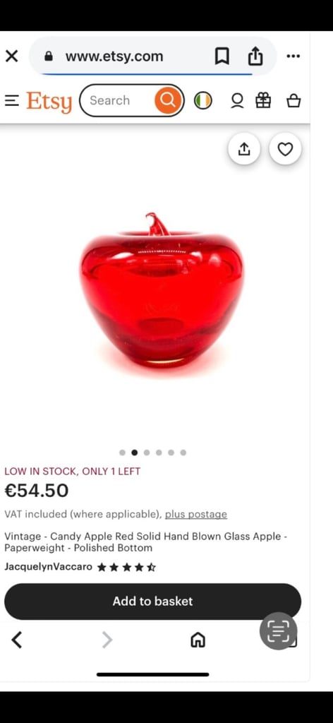 Beautiful hand blown glass candy apple 