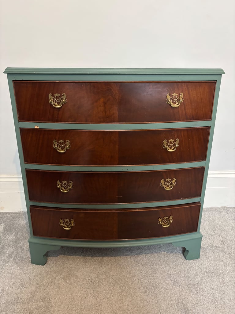 image for Beautiful, one of a kind handcrafted teal chest of drawers 