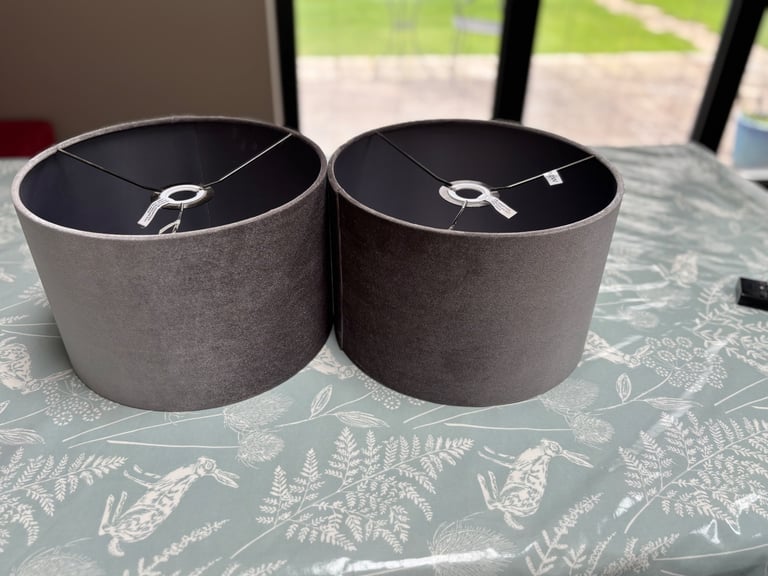 2 x John Lewis grey velour lampshade 