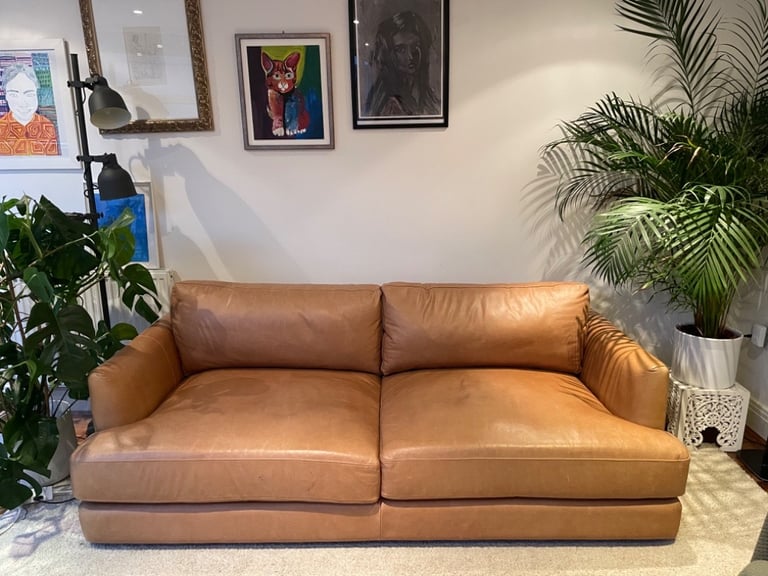 West Elm leather sofa | in Fulham, London | Gumtree