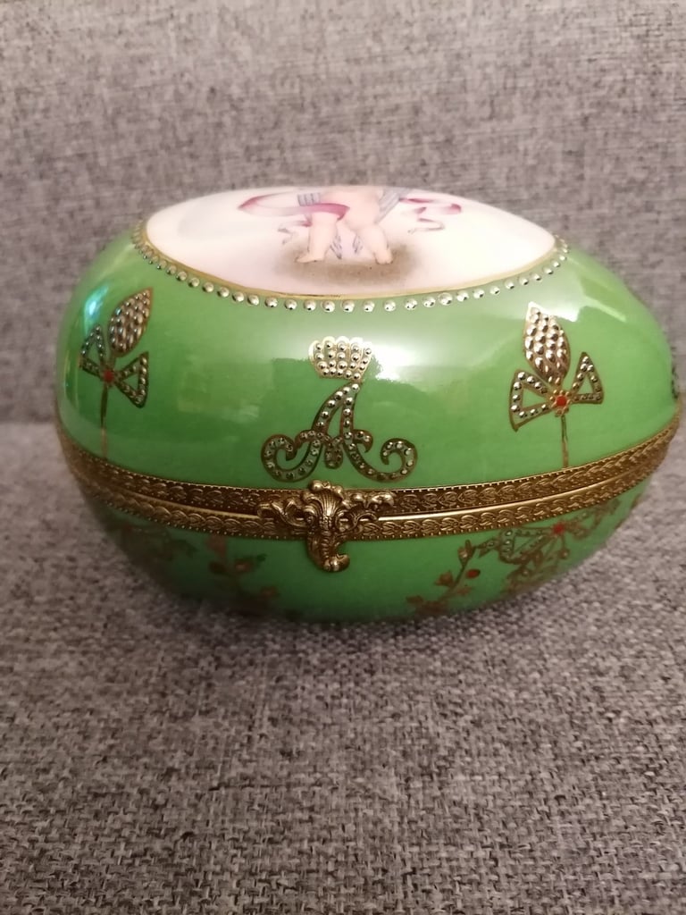 image for Vintage Porcelain Egg Shaped Trinket Box