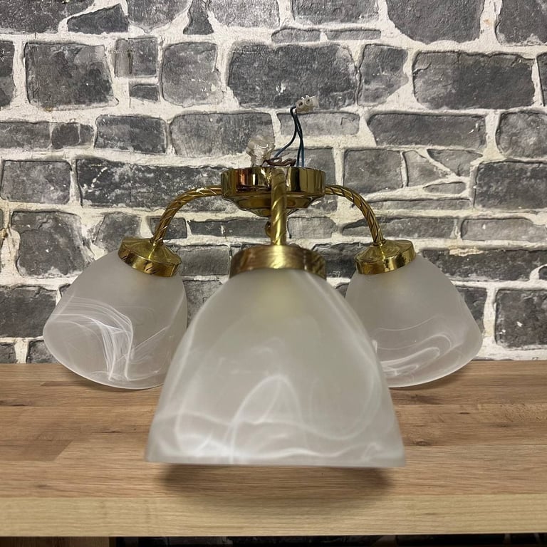 3-Light Brass & Frosted Glass Ceiling Light