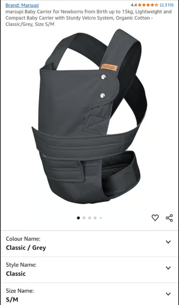Marsupi Baby Carrier for Newborns from Birth up to 15kg