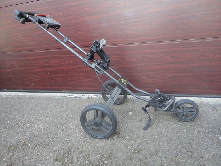 powakaddy twinline 3 , 3 wheeled golf trolley cart , folds compactly , umbrella holder