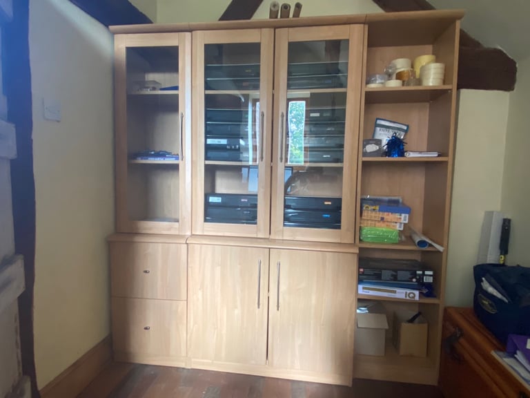 Pine Effect Display Cabinets