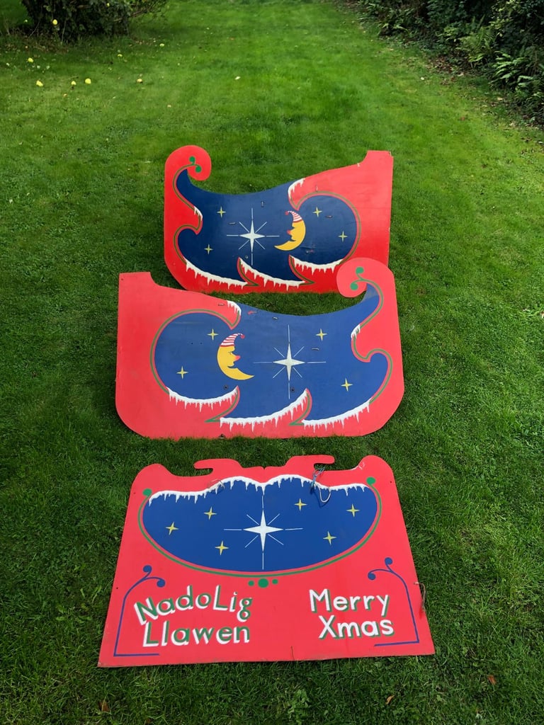 Hand Painted Santa's Sleigh Panels for horse cart / soap box