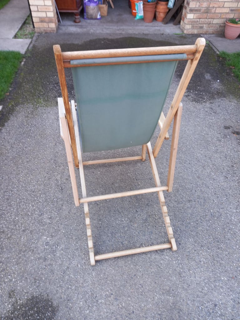 2 old style wooden garden deckchairs.collection only.