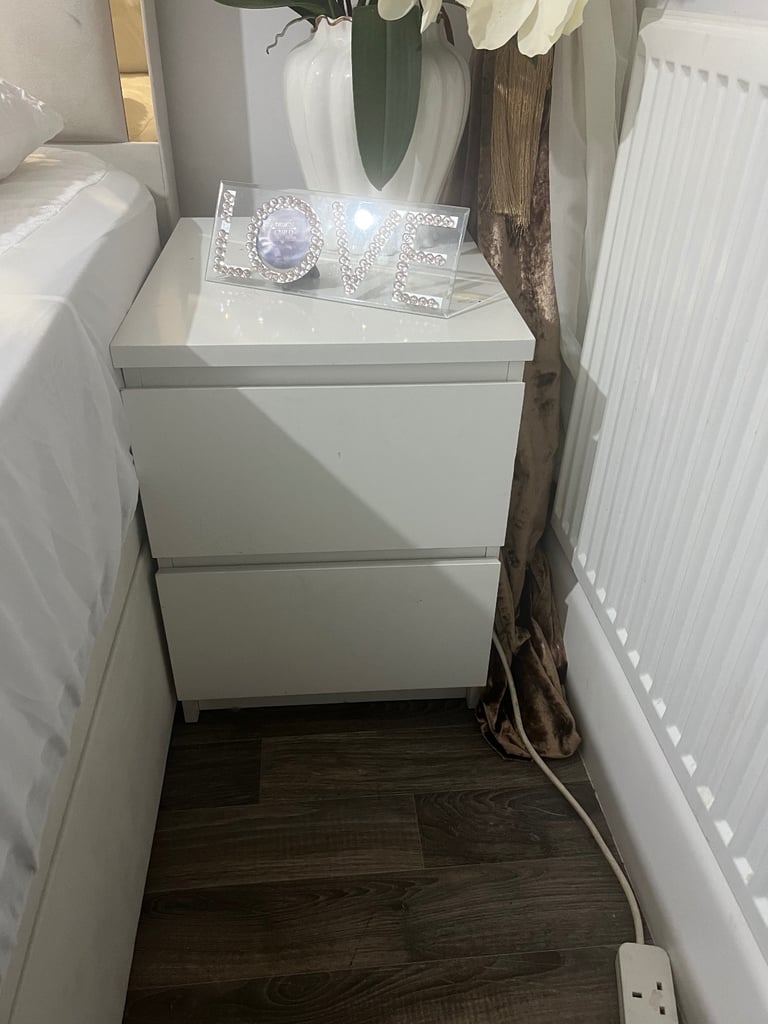 image for White Matt Bedside Table – Good Condition