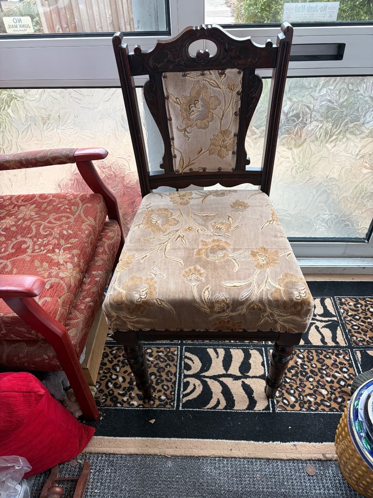 image for Vintage elegant upholstered floral chair 